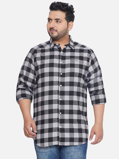 Columbia - Plus Size Men's Regular Fit Black & White Checked Full Sleeve Casual Shirt Plus Size Shirts JupiterShop   