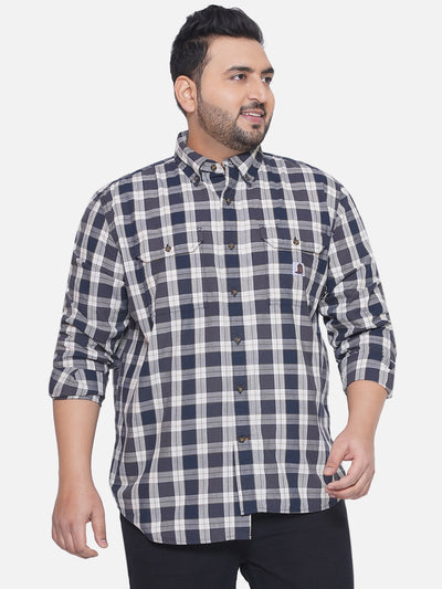 Carhartt - Plus Size Men's Regular Fit Navy Blue & White Color Checked Full Sleeve Casual Shirt Plus Size Shirts JupiterShop   