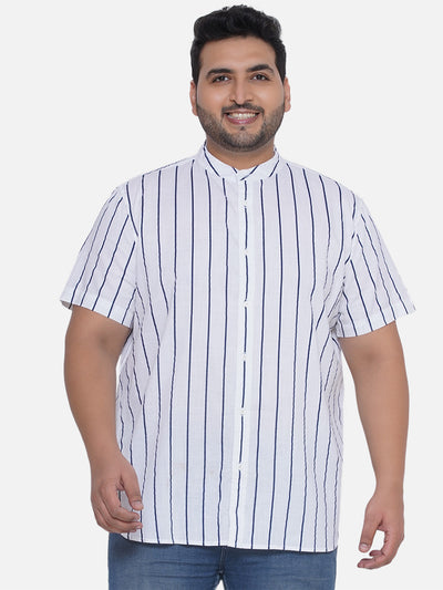 Splash - Plus Size Regular Fit White Shirt With Short Sleeves And A Mandarin Collar  JupiterShop   
