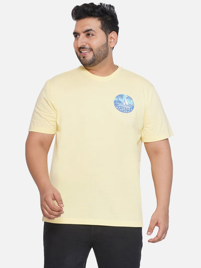 IZOD - Plus Size Men's Regular Fit Pure Cotton Yellow Printed Round Neck Half Sleeve Casual T-Shirt Plus Size T Shirt JupiterShop   
