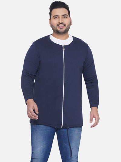 bpc - Plus Size Men's Regular Fit Navy Blue Solid Full Sleeve Casual Sweatshirt  JupiterShop   