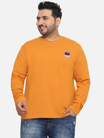 Duke - Plus Size Men's Regular Fit Mustard Solid Cotton Casual Full Sleeve T-Shirt Plus Size T Shirt JupiterShop   