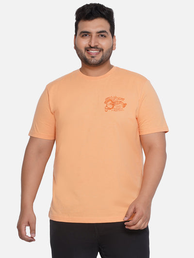 IZOD - Plus Size Men's Regular Fit Pure Cotton Orange Printed Round Neck Half Sleeve Casual T-Shirt Plus Size T Shirt JupiterShop   