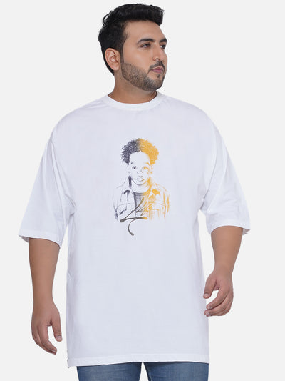 Life - Plus Size Men's Regular Fit Pure Cotton White Printed Round Neck Half Sleeve Casual T-Shirt Plus Size T Shirt JupiterShop   