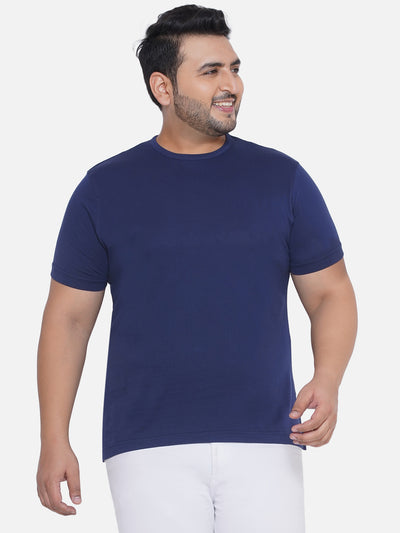 TEN:V - Plus Size Men's Regular Fit Supima Cotton Round Neck Navy Blue Classic T-Shirt Plus Size T Shirt JupiterShop   