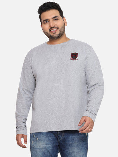 Duke - Plus Size Men's Regular Fit Grey Solid Cotton Casual Full Sleeve T-Shirt Plus Size T Shirt JupiterShop   
