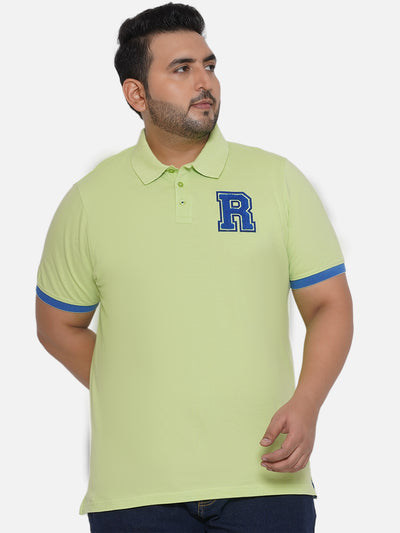 aLL - Plus Size Men's Regular Fit Green Solid Polo Collar T-Shirt Plus Size T Shirt JupiterShop   