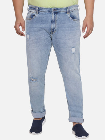 aLL - Plus Size Men's Regular Straight Fit Relaxed Light Blue Toned Comfort Jeans Plus Size Jeans JupiterShop   