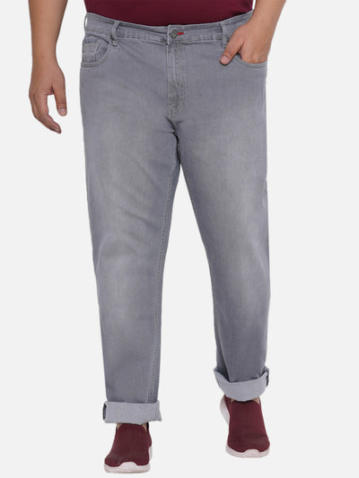 aLL - Plus Size Men's Regular Straight Fit Relaxed Grey Comfort Jeans Plus Size Jeans JupiterShop   