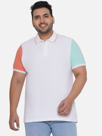 aLL - Plus Size Men's Regular Fit Polo Half Sleeve White Solid Casual Cotton T-Shirt  JupiterShop   