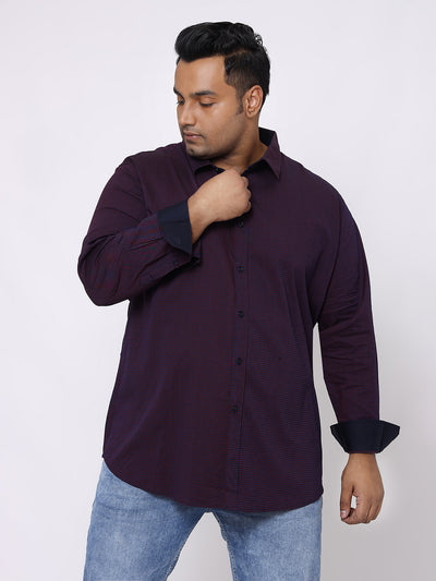 Johnny Bigg - Plus Size Men's Regular Fit Navy Blue & Red Micro Print Full Sleeve Cotton Casual Shirt Plus Size Shirts JupiterShop