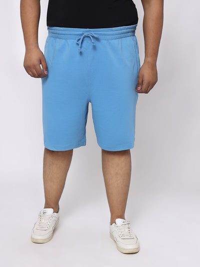 Reebok - Plus Size Men's Regular Fit Blue Solid Cotton Poly Terry Shorts Plus Size Shorts Plus Size Men's Fashion Online in India