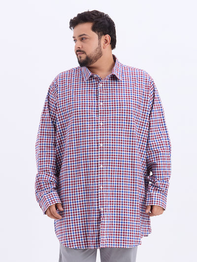 Jonnhy Bigg - Plus Size Men's Regular Fit Red and Blue Checked Full Sleeve Casual Shirt Plus Size Shirts JupiterShop