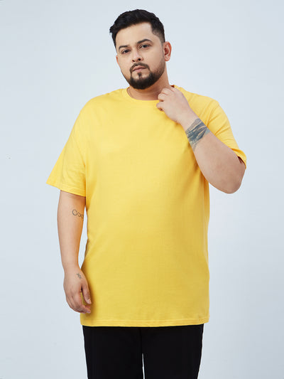 Jacamo - Plus Size Men's Regular Fit Yellow Solid Cotton Casual Half Sleeve T-Shirt Plus Size T Shirt JupiterShop