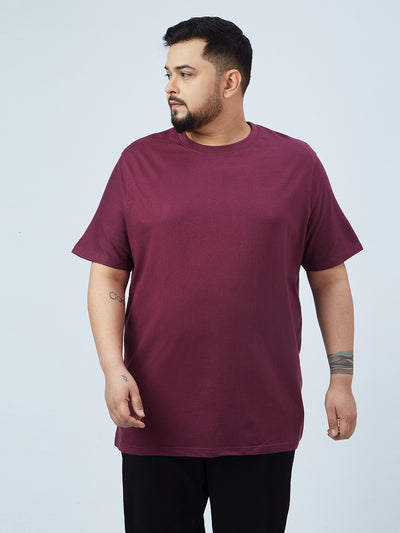 Jacamo - Plus Size Men's Regular Fit Purple Solid Cotton Casual Half Sleeve T-Shirt Plus Size T Shirt JupiterShop