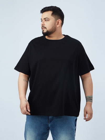 Jacamo - Plus Size Men's Regular Fit Black Solid Cotton Casual Half Sleeve T-Shirt Plus Size T Shirt JupiterShop