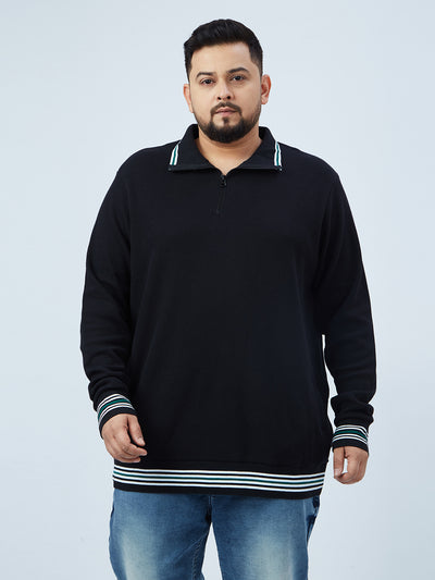 Jacamo - Plus Size Men's Regular Fit Cotton Black Solid Casual Sweatshirt Plus Size Sweatshirt JupiterShop