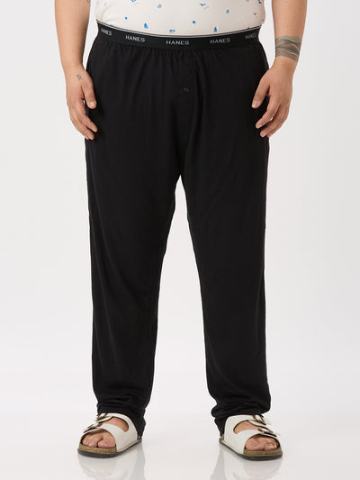 Hanes - Plus Size Men's Straight Black Solid Pure Cotton Track Pants Plus Size Track Pant JupiterShop