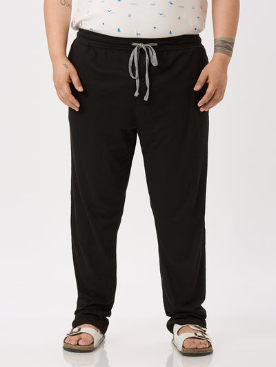 Hanes - Plus Size Men's Straight Black Solid Pure Cotton Track Pants Plus Size Track Pant JupiterShop