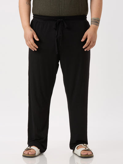 Hanes - Plus Size Men's Straight Black Solid Soft Cotton Track Pants Plus Size Track Pant JupiterShop