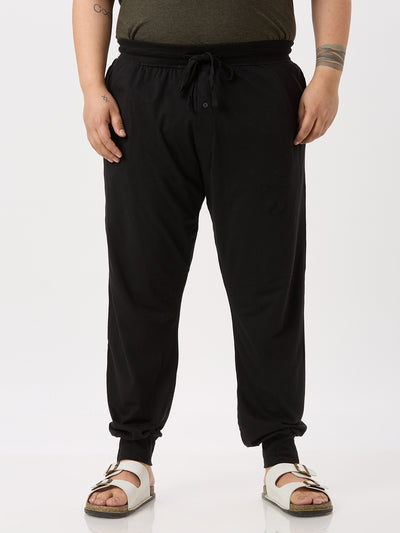 Hanes - Plus Size Men's Straight Black Solid Pure Cotton Track Pants Plus Size Track Pant JupiterShop