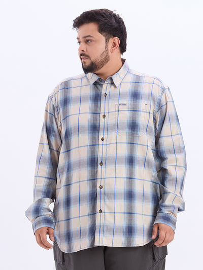 Columbia - Plus Size Men's Regular Fit White & Blue Checked Full Sleeve Casual Shirt Plus Size Shirts JupiterShop