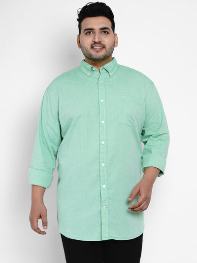 Plus size green full sleeve shirt for men