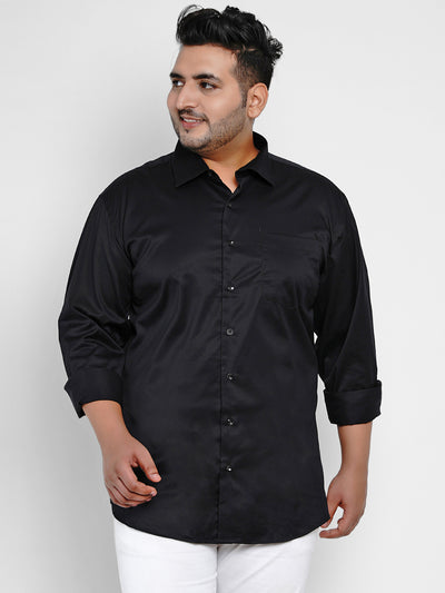 Plus size jet black party wear full sleeve shirt for men 
