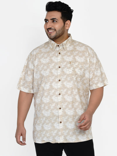 Burnt Umber - Plus Size Egyptian Cotton  Printed Half Sleeve Shirt Plus Size Shirts JupiterShop   