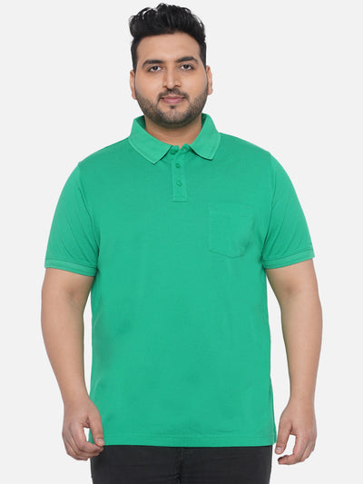 All - Plus Size Men's Regular Fit Polo Half Sleeve Green Solid Casual Cotton T-Shirt  JupiterShop   
