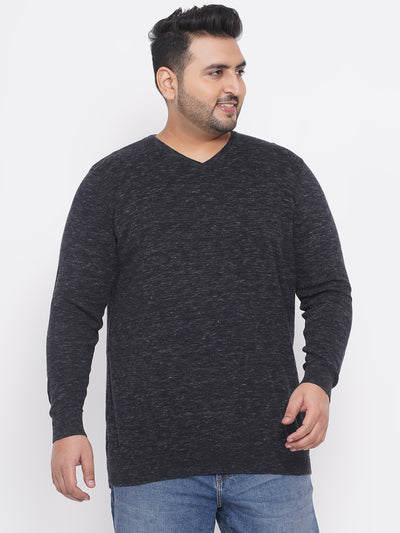 Kiabi - Plus Size Men's Regular Fit Grey Solid Cotton Knitted Long Sleeves Sweater Plus Size Winterwear JupiterShop   