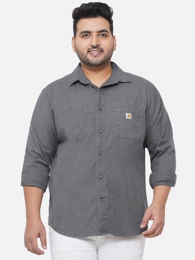 Carrhartt - Plus Size Men's Relaxed Fit Grey Solid Pure Cotton Full Sleeves Casual Shirt Plus Size Shirts JupiterShop   