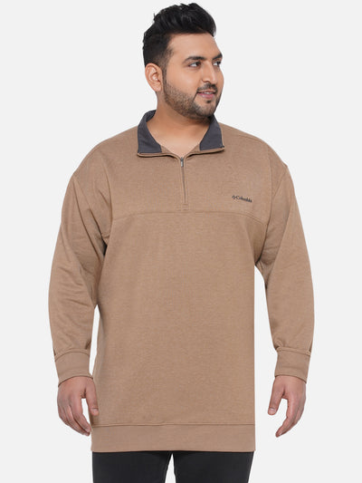 Columbia - Plus Size Men's Regular Fit Cotton Beige Solid Casual Sweatshirt Plus Size Winterwear JupiterShop   