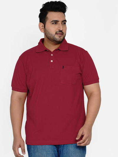 Plus size red polo neck t shirt for men