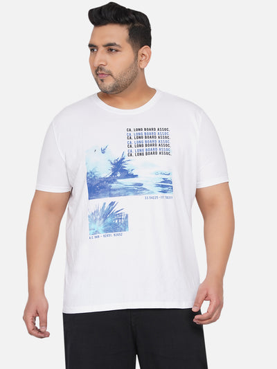 Soho - Men White Floral Print Plus Size Regular Fit Casual T-Shirt Plus Size T Shirt JupiterShop   