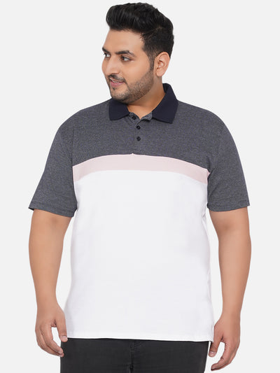 Weird Fish - Plus Size Men's Grey and White Pure Cotton Solid Polo Collar T-Shirt  JupiterShop   