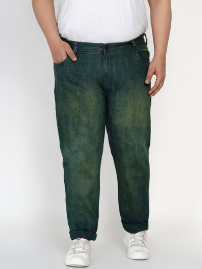 Plus Size Men's Regular Fit Green Jeans
