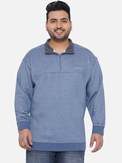 Columbia - Plus Size Men's Regular Fit Cotton Light Blue Solid Casual Sweatshirt Plus Size Winterwear JupiterShop   