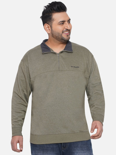 Columbia - Plus Size Men's Regular Fit Cotton Dark Olive Solid Casual Sweatshirt  JupiterShop   