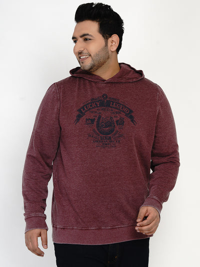 Lucky - Plus Size Full Sleeve Maroon Print Hoodie Plus Size Sweatshirt JupiterShop   