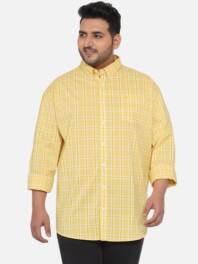 Dockers - Plus Size Regular Fit Yellow Checks Pure Cotton Casual Full Sleeves Shirt  JupiterShop   