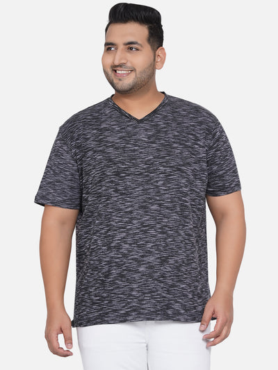 Robert Graham - Men Grey Plus Size Regular Fit Printed V-Neck Casual T-Shirt Plus Size T Shirt JupiterShop   