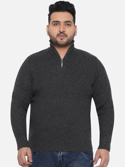 Neo - Plus Size Men's Regular Fit Cotton Strechable Grey Solid Casual Sweatshirt Plus Size Winterwear JupiterShop   