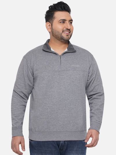 Columbia - Plus Size Men's Regular Fit Cotton Grey Solid Casual Sweatshirt Plus Size Winterwear JupiterShop   
