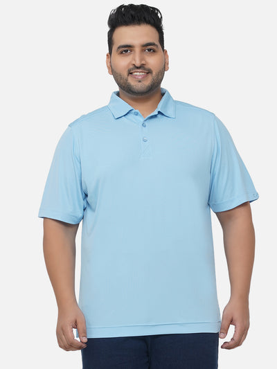Cutter & Buck - Plus Size Men's Regular Fit Dry Fit Sky Blue Solid Polo T-Shirt Plus Size T Shirt JupiterShop   