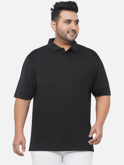 Cutter & Buck - Plus Size Men's Regular Fit Dry Fit Black Solid Polo Collar T-Shirt Plus Size T Shirt JupiterShop   