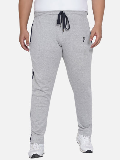 Men Grey Plus Size Solid Straight-Fit Track Pants