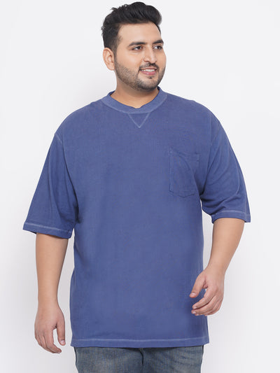 Cabelas - Plus Size Regular Fit Soft Cotton Blue Solid Half Sleeve Round Neck T-Shirt  JupiterShop   