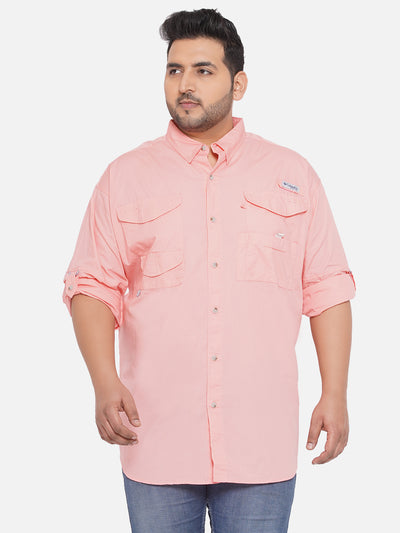 Columbia - Plus Size Men's Regular Fit Pink Coloured Cotton Solid Full Sleeve Casual Shirt  JupiterShop   