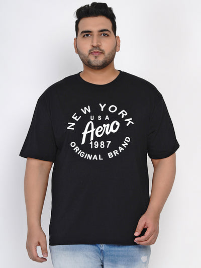Aeropostale - Men Black Plus Size Regular Fit Pure Cotton Print T-shirts Plus Size T Shirt JupiterShop   